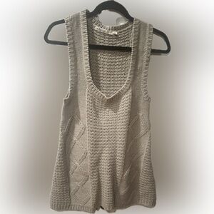 Beige Knit Sleeveless Sweater
